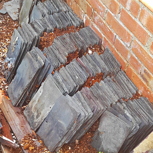Grey rectangular slate roof - grey,